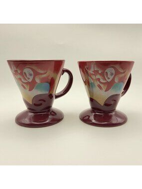 Vintage Frangelico Liqueur Demitasse Cups Harlequin design Linda Frichtel 1999